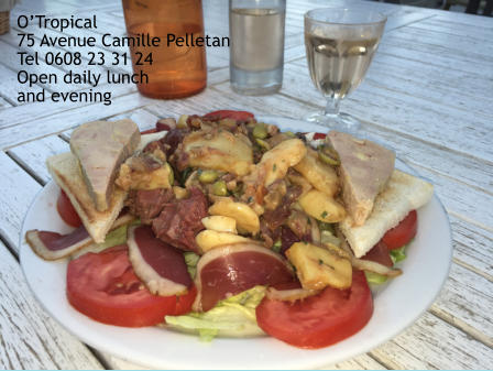 O’Tropical 75 Avenue Camille Pelletan Tel 0608 23 31 24 Open daily lunch  and evening